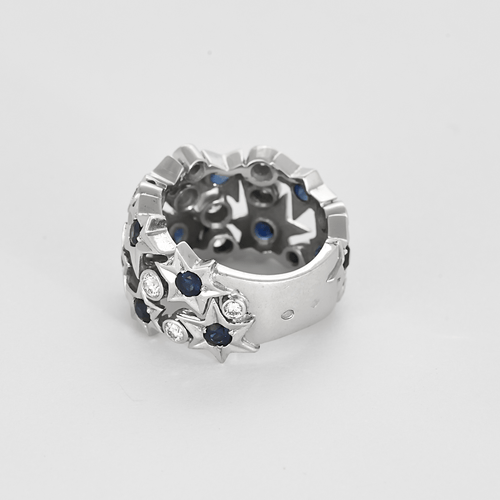 Bague 52 FRED - Haute Joaillerie - Shine-  Bague en or gris diamants et saphirs 58 Facettes DV22876-5