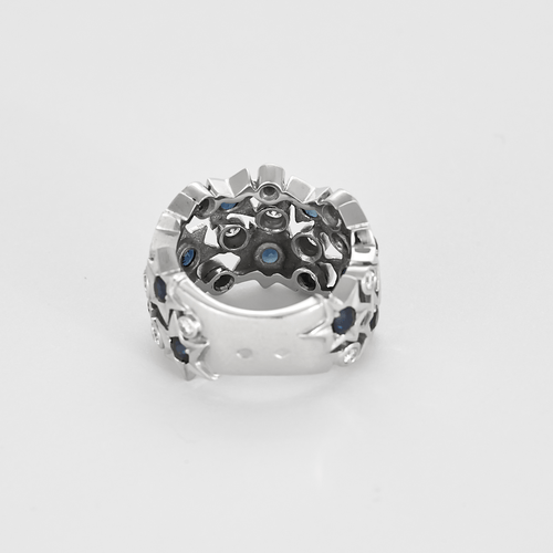 FRED - Haute Joaillerie - Shine-  Pierścionek z białego złota z diamentami i szafirami