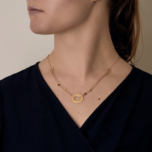 Modernistička ogrlica od žutog zlata sa otvorenim motivom