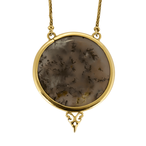 Collier Collier en or jaune et agate mousse 58 Facettes DV24577-7