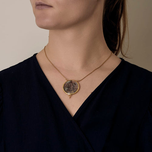 Collier en or jaune et agate mousse 58 Facettes DV24577-7
