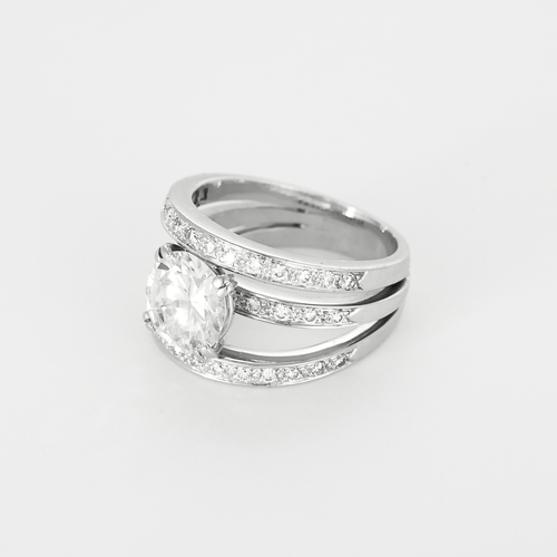 Bague 54 Importante Bague en or gris diamant taille ancienne 2.66 carats environ 58 Facettes DV25096-2-54-3