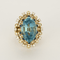 Cocktailring aus Gelbgold, Aquamarin, Saphiren und Diamanten