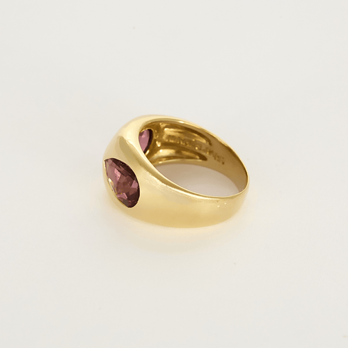 HERMES Paris - Vintage - Anel em ouro amarelo e turmalinas cor-de-rosa.