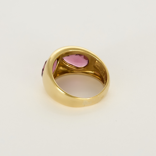 HERMES Paris - Vintage - Anel em ouro amarelo e turmalinas cor-de-rosa.