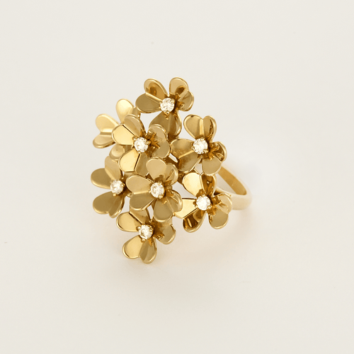 VAN CLEEF & ARPELS - "Frivole" - 黄K金与钻石戒指