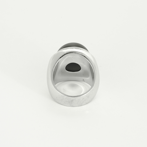 Ring Signet ring in white gold, quartz and diamonds
