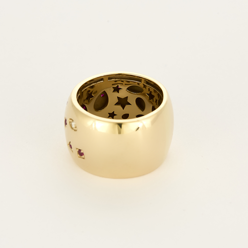 Sarı altın pırlanta ve yakut yüzük