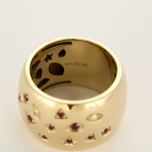 Sarı altın pırlanta ve yakut yüzük