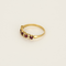 Half Wedding band in yellow gold, ruby and diamonds