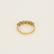 Half Wedding band in yellow gold, ruby and diamonds