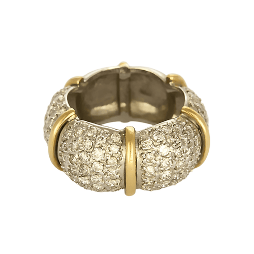 Ring in white gold, yellow gold and diamonds