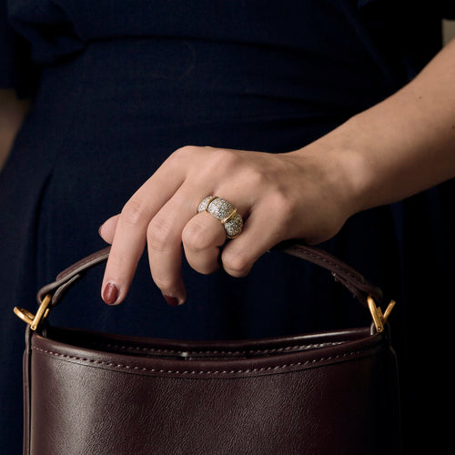 Ring in white gold, yellow gold and diamonds