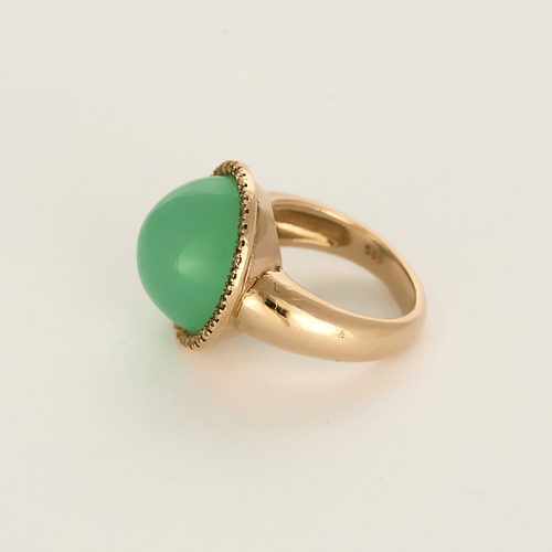 Rose gold ring, chrysoprase and diamonds