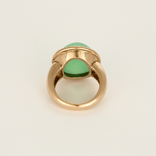 Rose gold ring, chrysoprase and diamonds