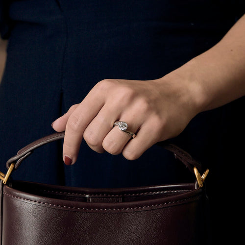Gray gold ring, approximately 1.20 carat diamond
