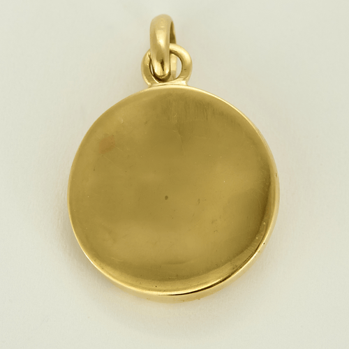 Privezak od žutog zlata koji prikazuje Devica Marija sa detetom