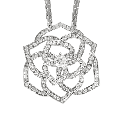 Collier PIAGET -  Rose - Collier pendentif en or gris et diamants 58 Facettes DV27553-1