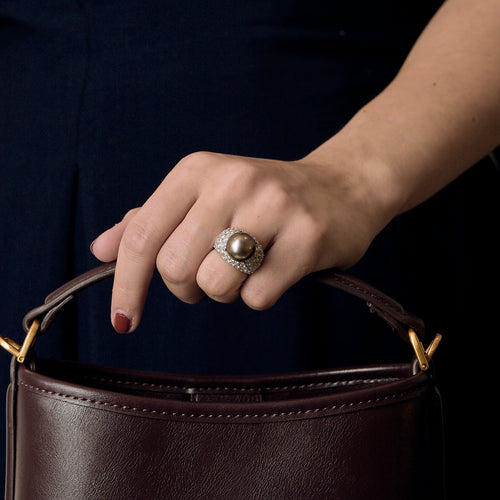 Prsten z Platina, diamantů a tahitské perly