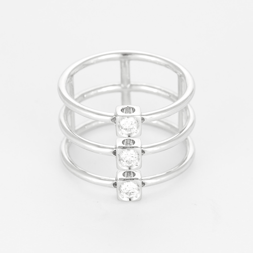 Bague 52 Dinh Van - Trilogie le Cube - Bague en or gris et diamants 58 Facettes DV28241-1-52-1