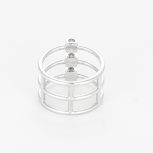 Bague 52 Dinh Van - Trilogie le Cube - Bague en or gris et diamants 58 Facettes DV28241-1-52-1