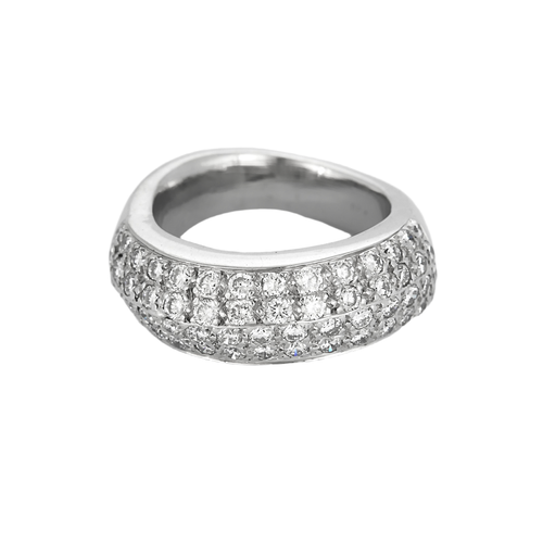 Bague jonc en or gris, pavage diamants