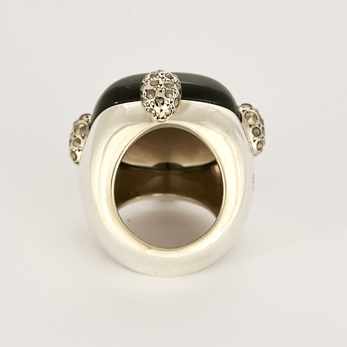 Bague 53 Pomellato - collection "Pomellato 67 - Importante bague en argent, quartz fumé et marcassites 58 Facettes DV0916-2-53-2