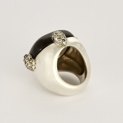 Bague 53 Pomellato - collection "Pomellato 67 - Importante bague en argent, quartz fumé et marcassites 58 Facettes DV0916-2-53-2