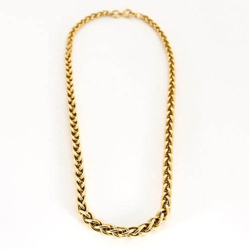 Halsketting in geelgoud met Schakel gestileerde palmboom in cascade