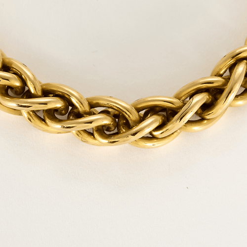 Halsketting in geelgoud met Schakel gestileerde palmboom in cascade