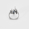 Modernist ring in white gold, diamonds and calibrated sapphires