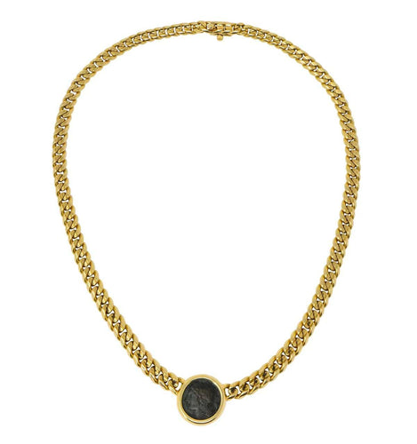 BVLGARI - Monete - Collana in oro giallo e elemento in bronzo