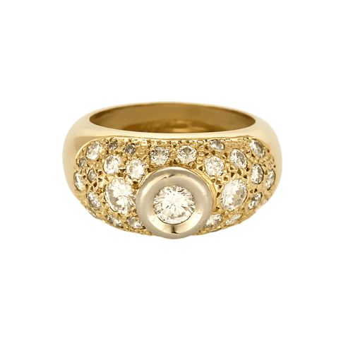 Armring i gult guld og hvidguld, diamanter.