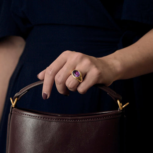 Ring aus Gelbgold und Amethyst 3,80 Karat