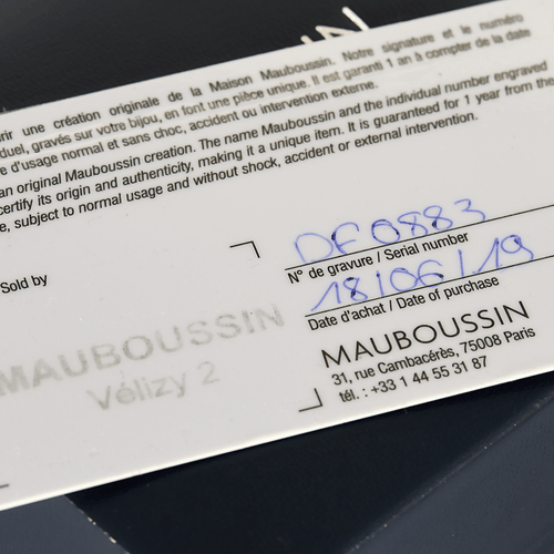 MAUBOUSSIN - Moj prvi korak ljubavi - Ogrlica od belog zlata i dijamanta Soliter oko 0,20 karata.