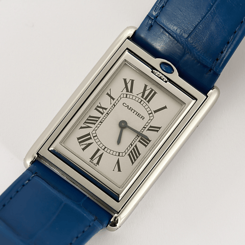 Montre Cartier - Montre Tank Basculante en acier à boitier rectangulaire à mouvement mécanique 58 Facettes DV26220-8