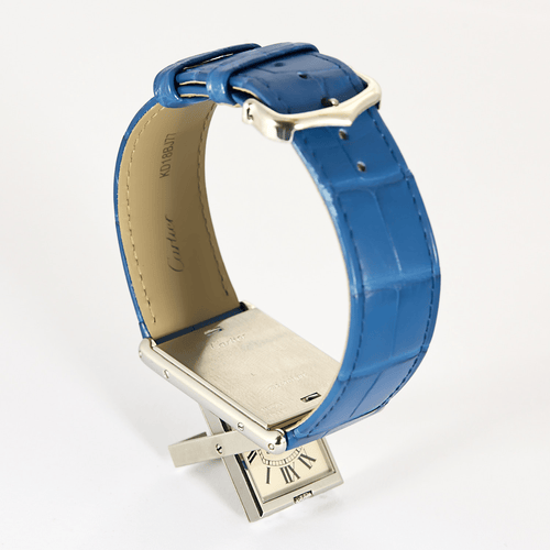 Montre Cartier - Montre Tank Basculante en acier à boitier rectangulaire à mouvement mécanique 58 Facettes DV26220-8