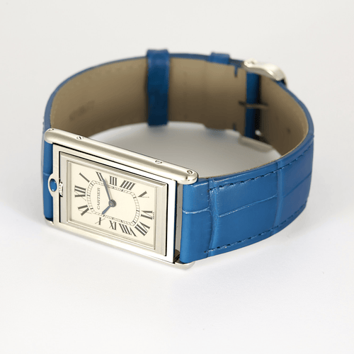 Montre Cartier - Montre Tank Basculante en acier à boitier rectangulaire à mouvement mécanique 58 Facettes DV26220-8