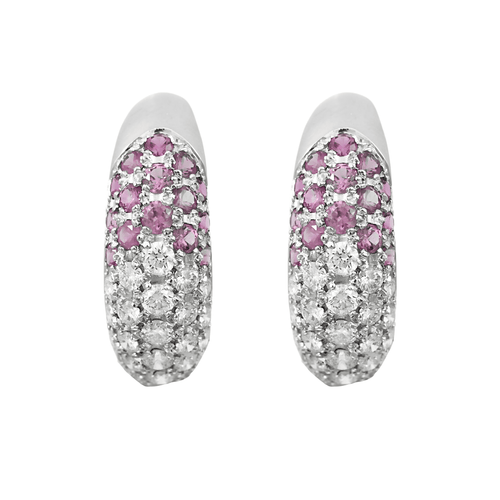 Boucles d'oreilles Boucles d'oreilles en or blanc, saphirs roses et diamants 58 Facettes DV12457-3