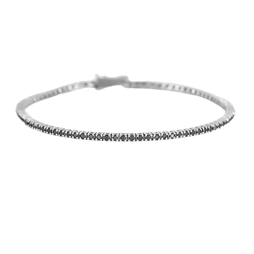 Bracelet en or blanc et diamants noirs