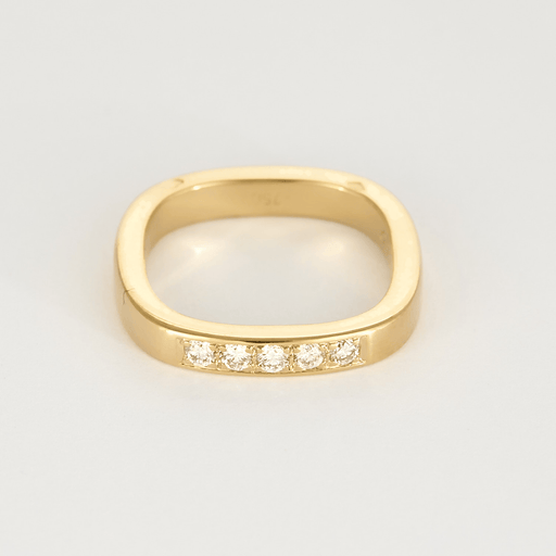 Dinh Van - Square - Wedding band in yellow gold and diamonds