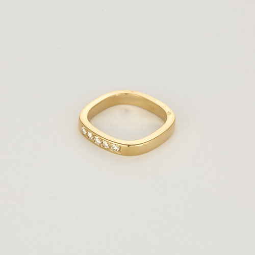 Dinh Van - Square - Сватбена халка от жълто злато и диаманти