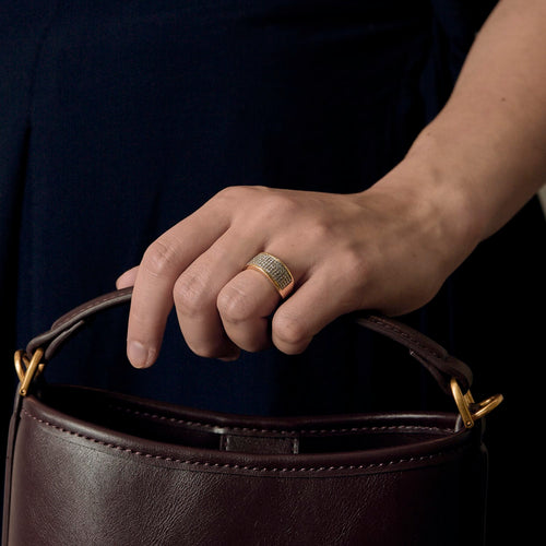 Armbandring in geelgoud en grijs goud, diamanten