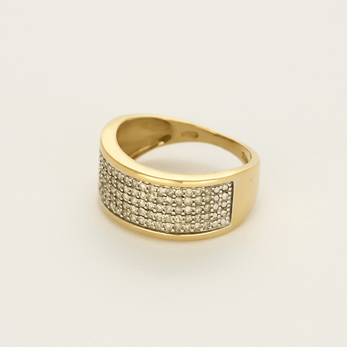 Armbandring in geelgoud en grijs goud, diamanten