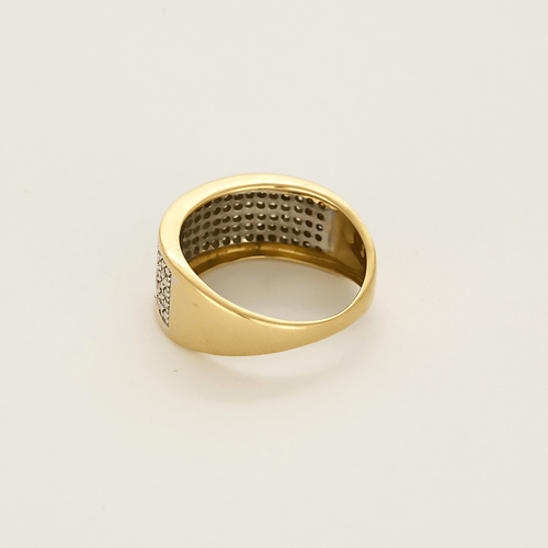 Armbandring in geelgoud en grijs goud, diamanten
