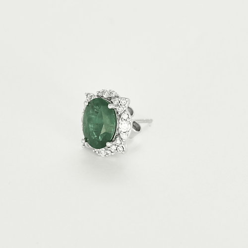 Paire de Boucles d'Oreilles en or gris, émeraude et diamants 58 Facettes DV16843-21