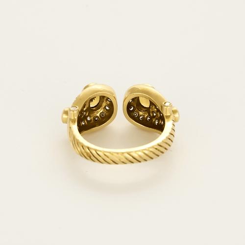 Offener Ring aus Gelbgold mit gelben Saphiren und Diamanten