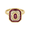 Yellow gold ring, ruby and diamonds