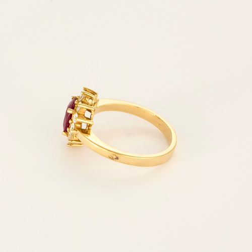 Bague 54 Bague marguerite en or jaune, rubis et diamants 58 Facettes DV27342-1