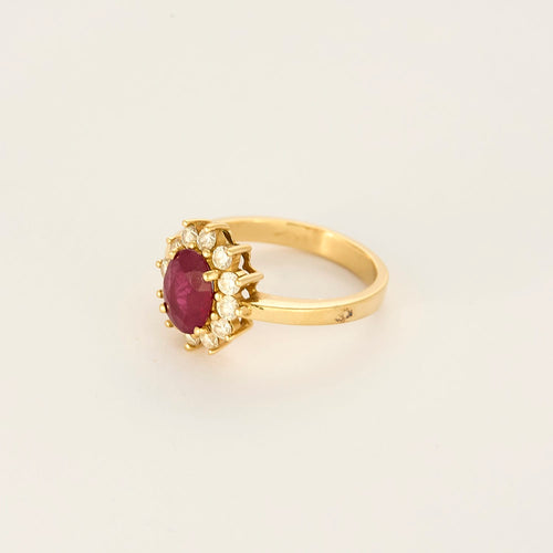 Bague 54 Bague marguerite en or jaune, rubis et diamants 58 Facettes DV27342-1